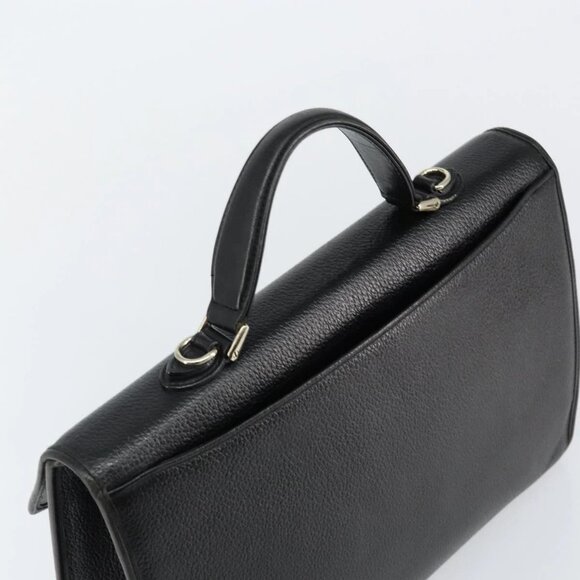 Burberrys Hand Bag Leather Black Gold Auth ep10937 - Picture 6 of 16